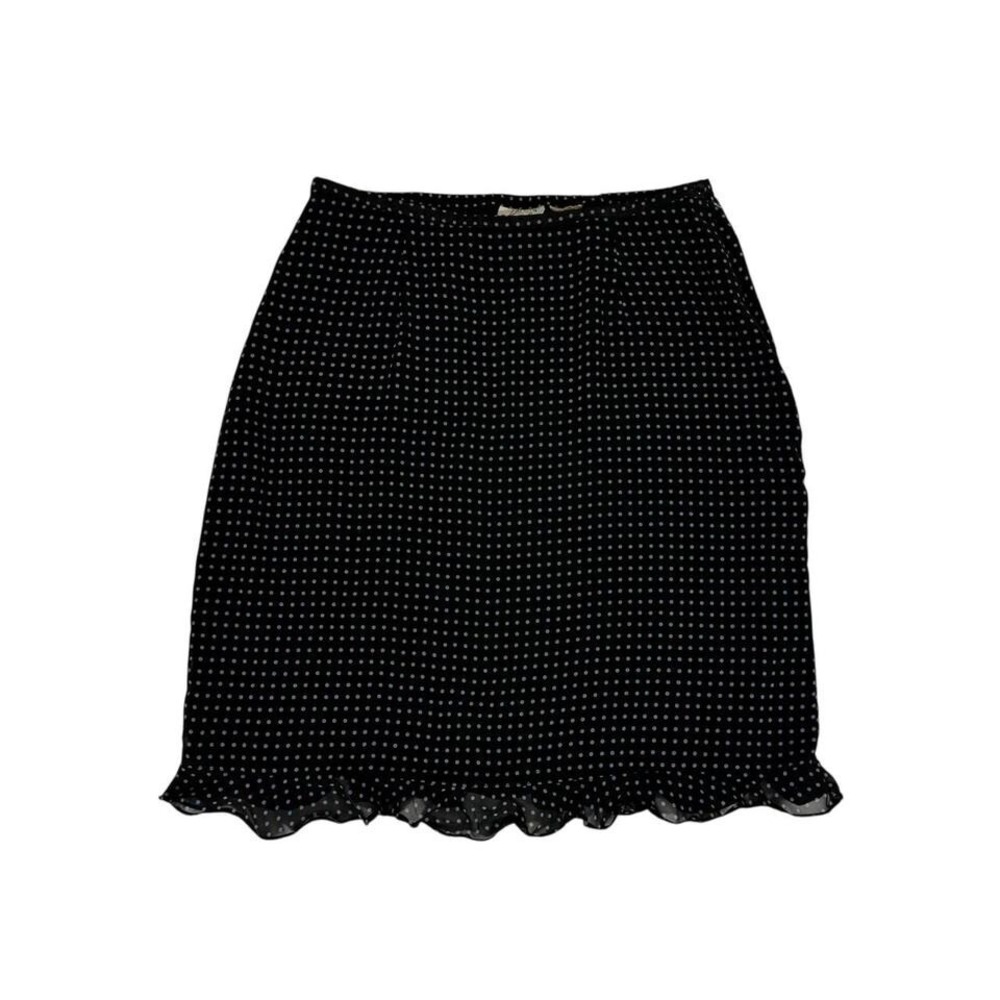vintage black polka dot skirt kathie lee collection mesh overlay double layered